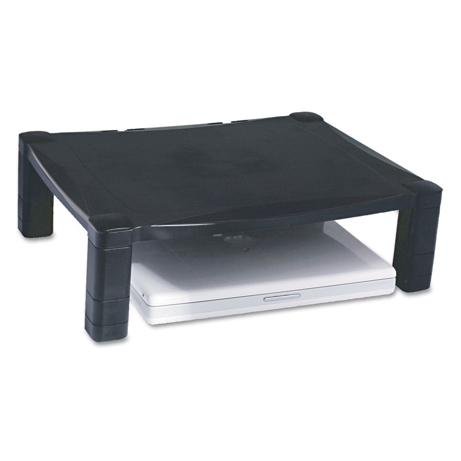 Kantek Single-Level Monitor Stand, 17" x 13.25" x 3" to 6.5", Black, Supports 50 lbs
