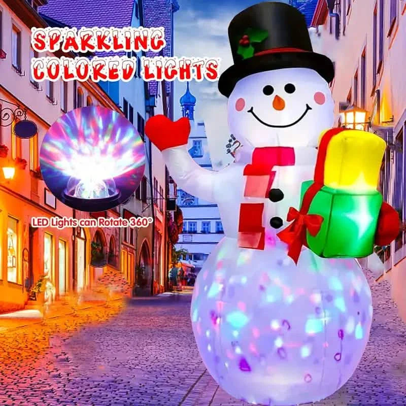 5FT Rotating Christmas Inflatable Snowman Decoration with 360° Colorful LED Lights