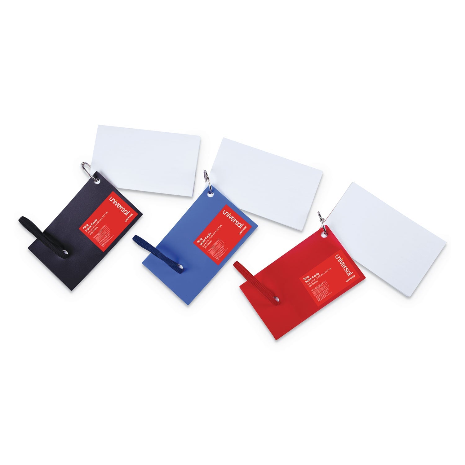 Universal Ring Index Cards, Ruled, 3 x 5, White, 100/Pack