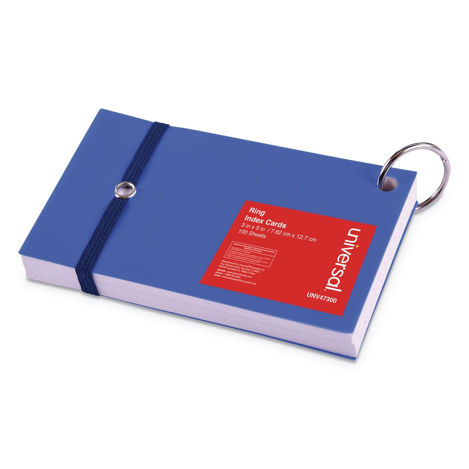 Universal Ring Index Cards, Ruled, 3 x 5, White, 100/Pack