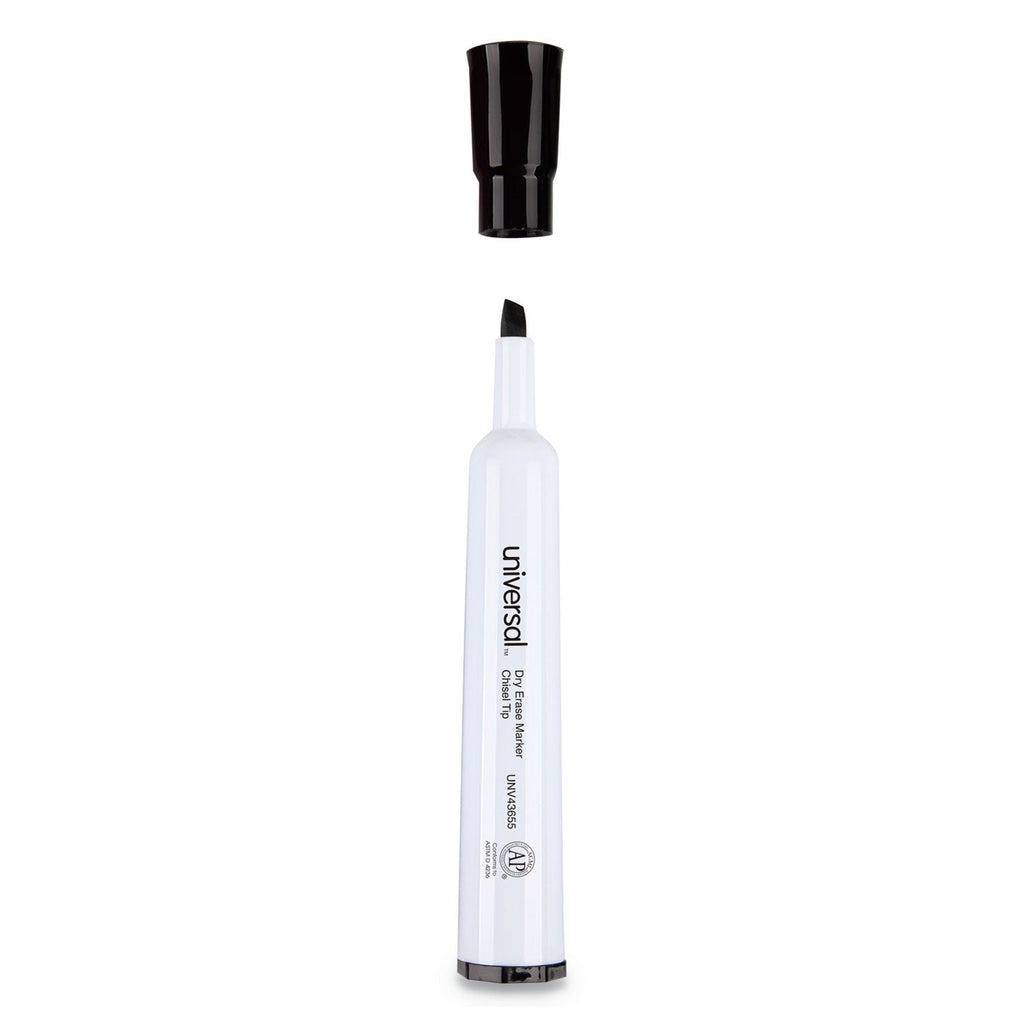 Universal Dry Erase Marker Value Pack, Broad Chisel Tip, Black, 36/Pack