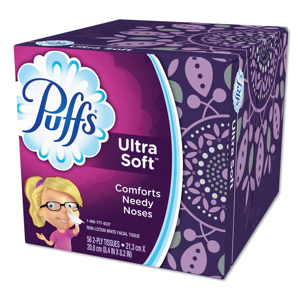 Puffs Ultra Soft Facial Tissue, 2-Ply, White, 56 Sheets/Box, 24 Boxes/Carton