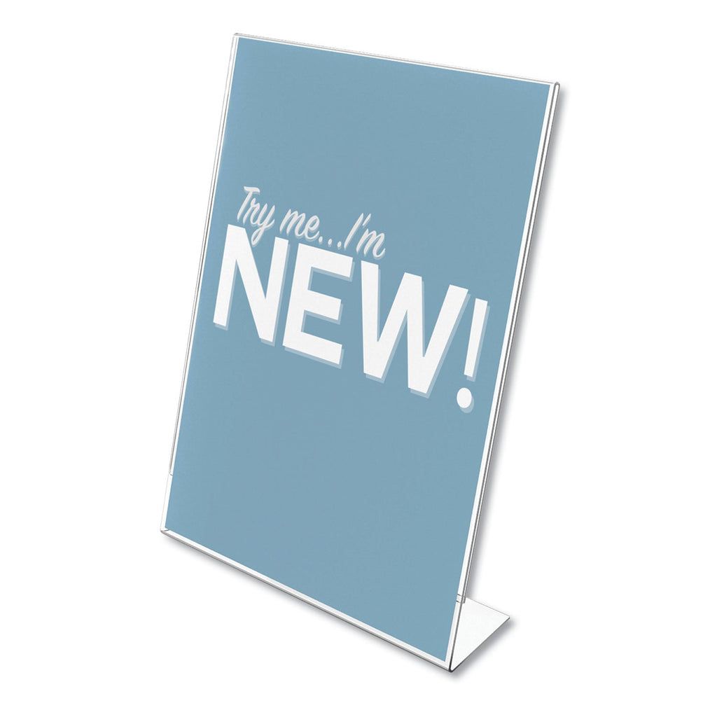 deflecto Classic Image Slanted Sign Holder, 8.5 x 11, Clear Frame, 12/Pack