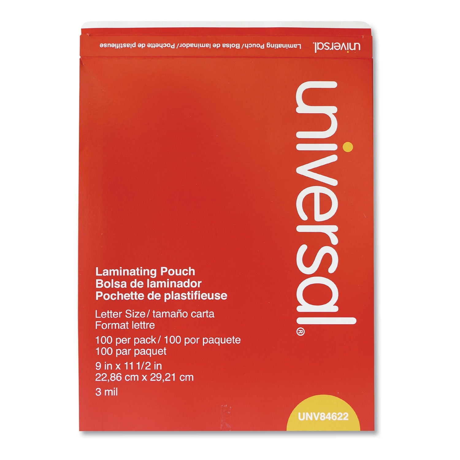 Universal Laminating Pouches, 3 mil, 9" x 11.5", Matte Clear, 100/Box