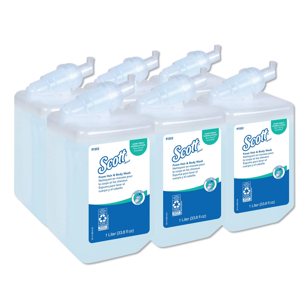 Scott Pro Foam Hair and Body Wash, Floral, 1,000 mL, Refill, 6/Carton