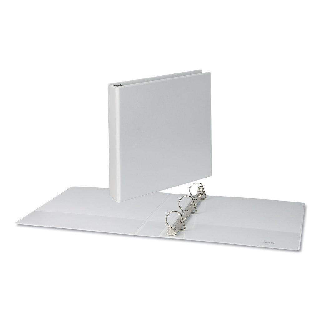 Universal Slant D-Ring View Binder, 3 Rings, 1.5" Capacity, 11 x 8.5, White, 4/Pack