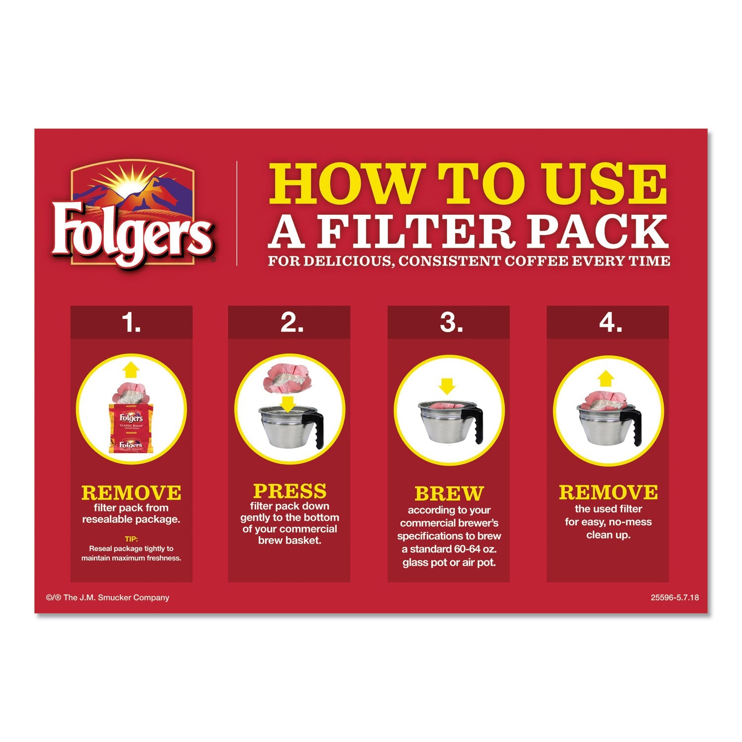 Folgers Coffee Filter Packs, Classic Roast, 1.4 oz Pack, 40/Carton