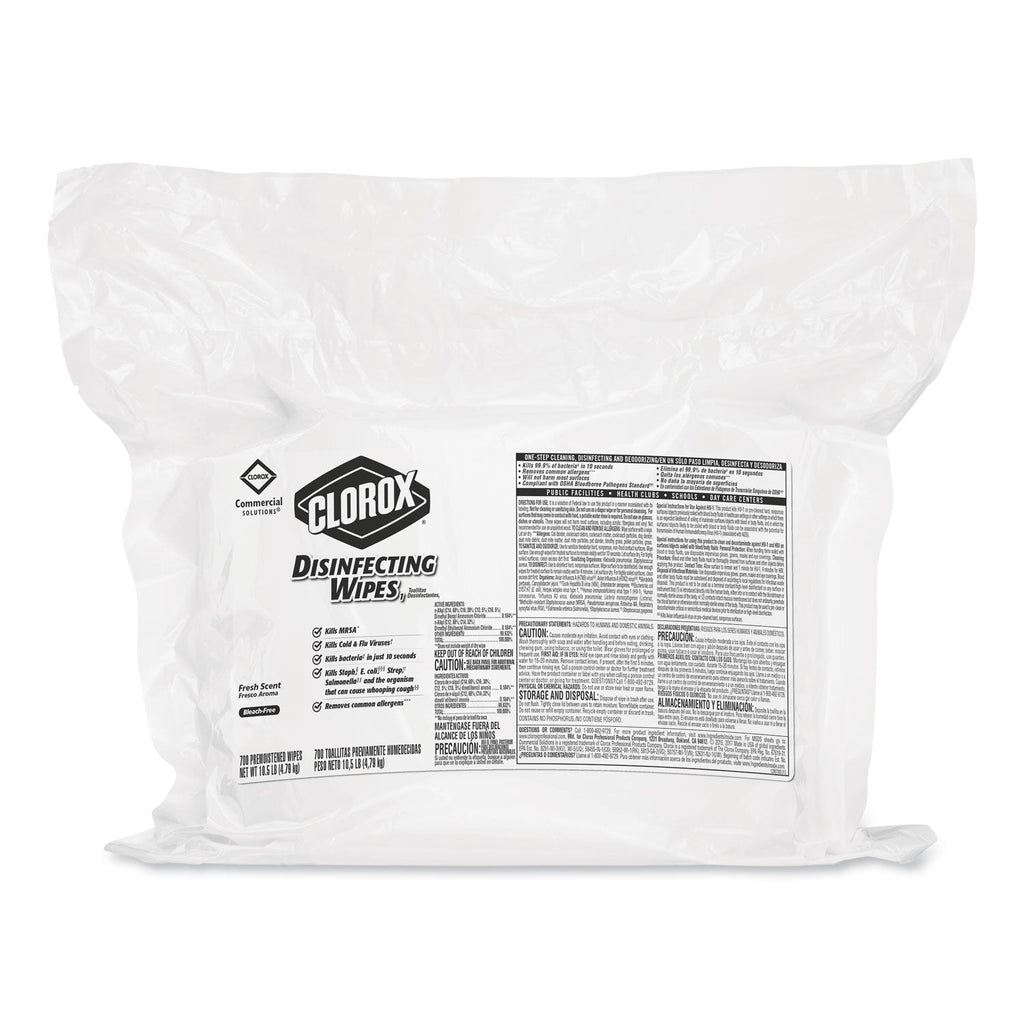 Clorox Disinfecting Wipes, Fresh Scent, 7 x 8, 700/Bag Refill, 2/Carton