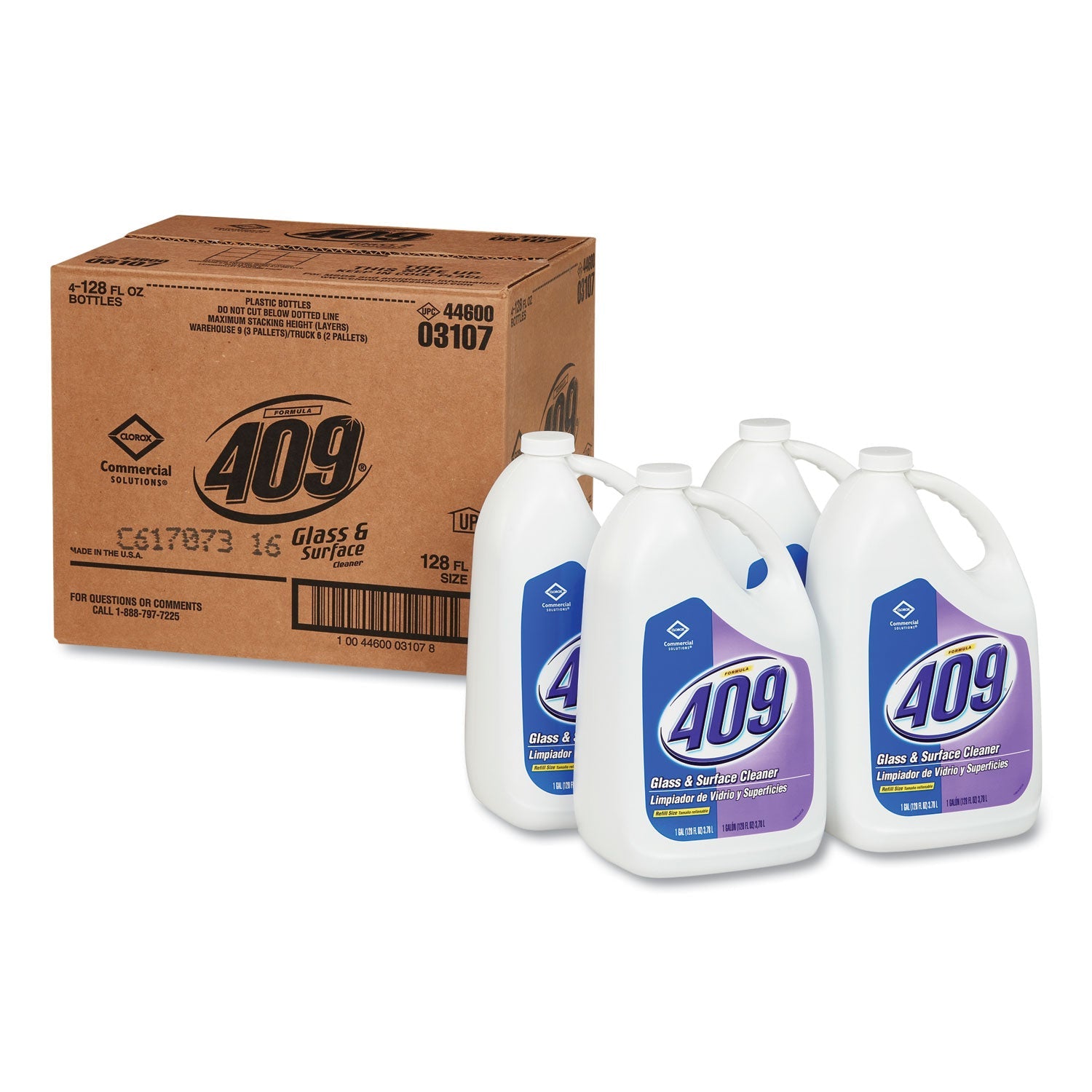 Formula 409 Glass and Surface Cleaner, Refill, 128 oz, 4/Carton