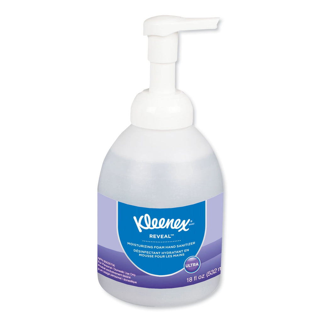 Kleenex Reveal Ultra Moisturizing Foam Hand Sanitizer, 18 oz Bottle, Fragrance-Free, 4/Carton