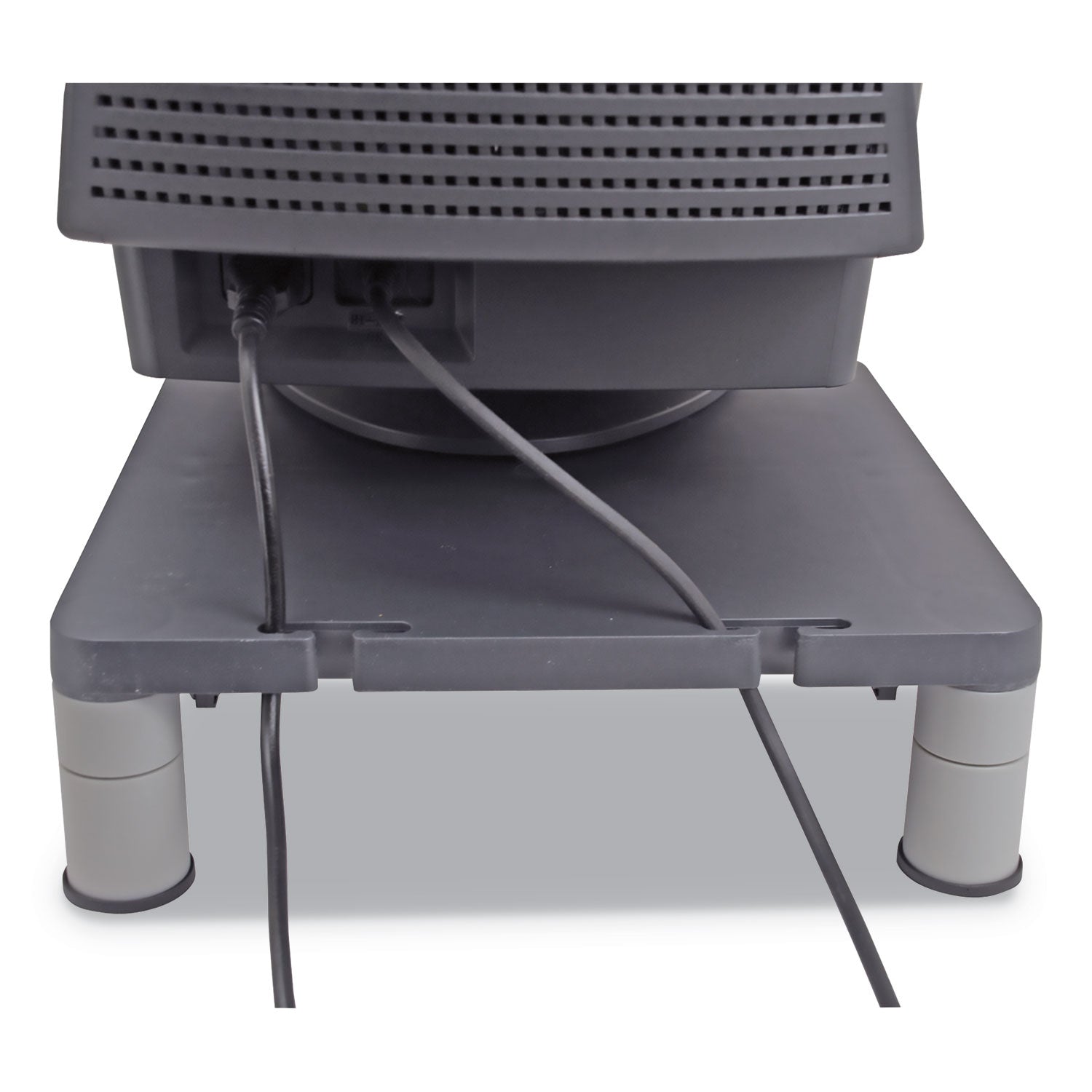 Fellowes Standard Monitor Riser, 13.38" x 13.63" x 2" to 4", Graphite, Supports 60 lbs