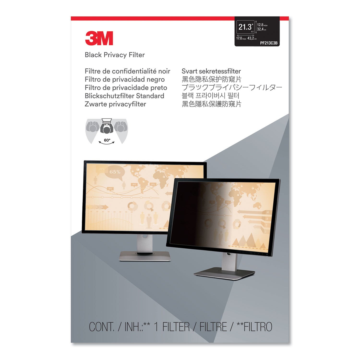 3M Frameless Blackout Privacy Filter for 21.3" Monitor
