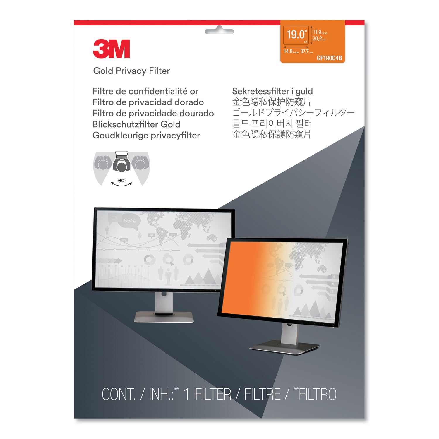 3M Gold Frameless Privacy Filter for 19" Monitor