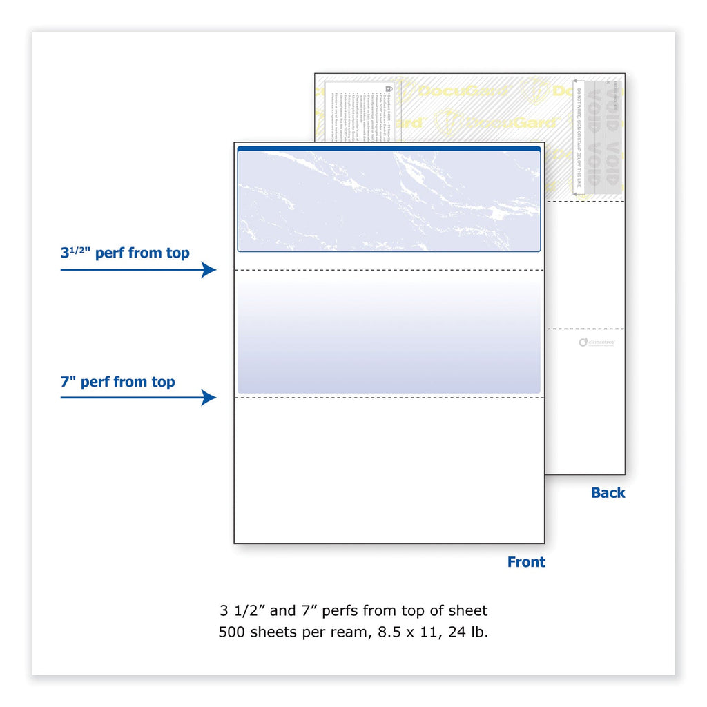 DocuGard Security Business Checks, 11 Features, 8.5 x 11, Blue Marble Top, 500/Ream