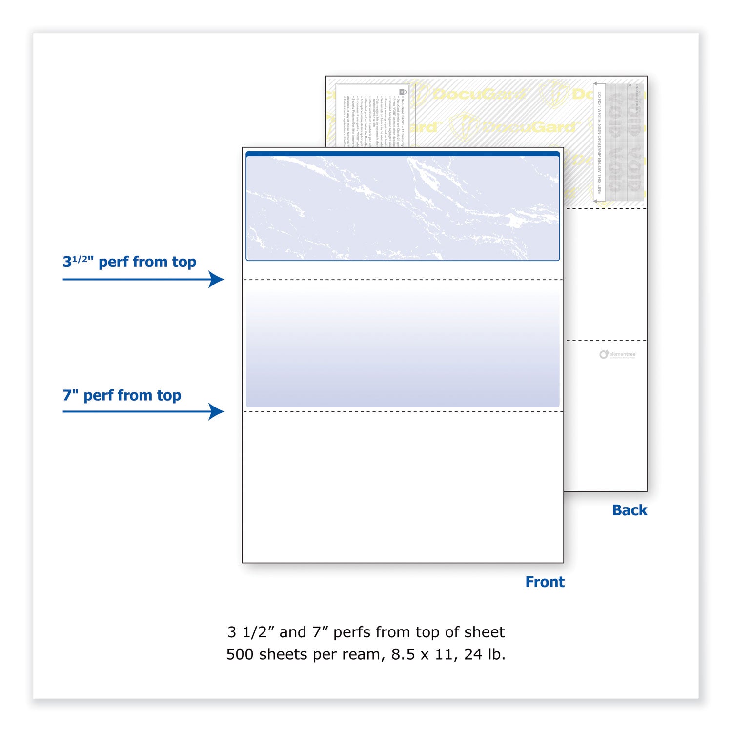 DocuGard Security Business Checks, 11 Features, 8.5 x 11, Blue Marble Top, 500/Ream