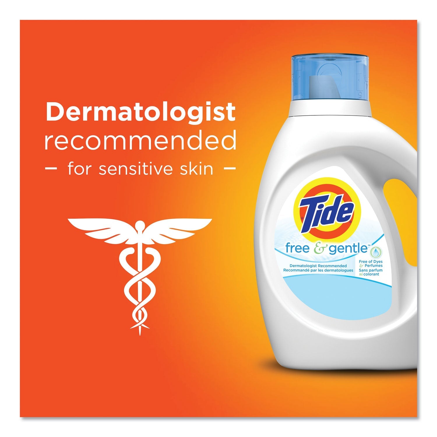 Tide Free and Gentle Liquid Laundry Detergent, 64 Loads, 92 oz Bottle, 4/Carton