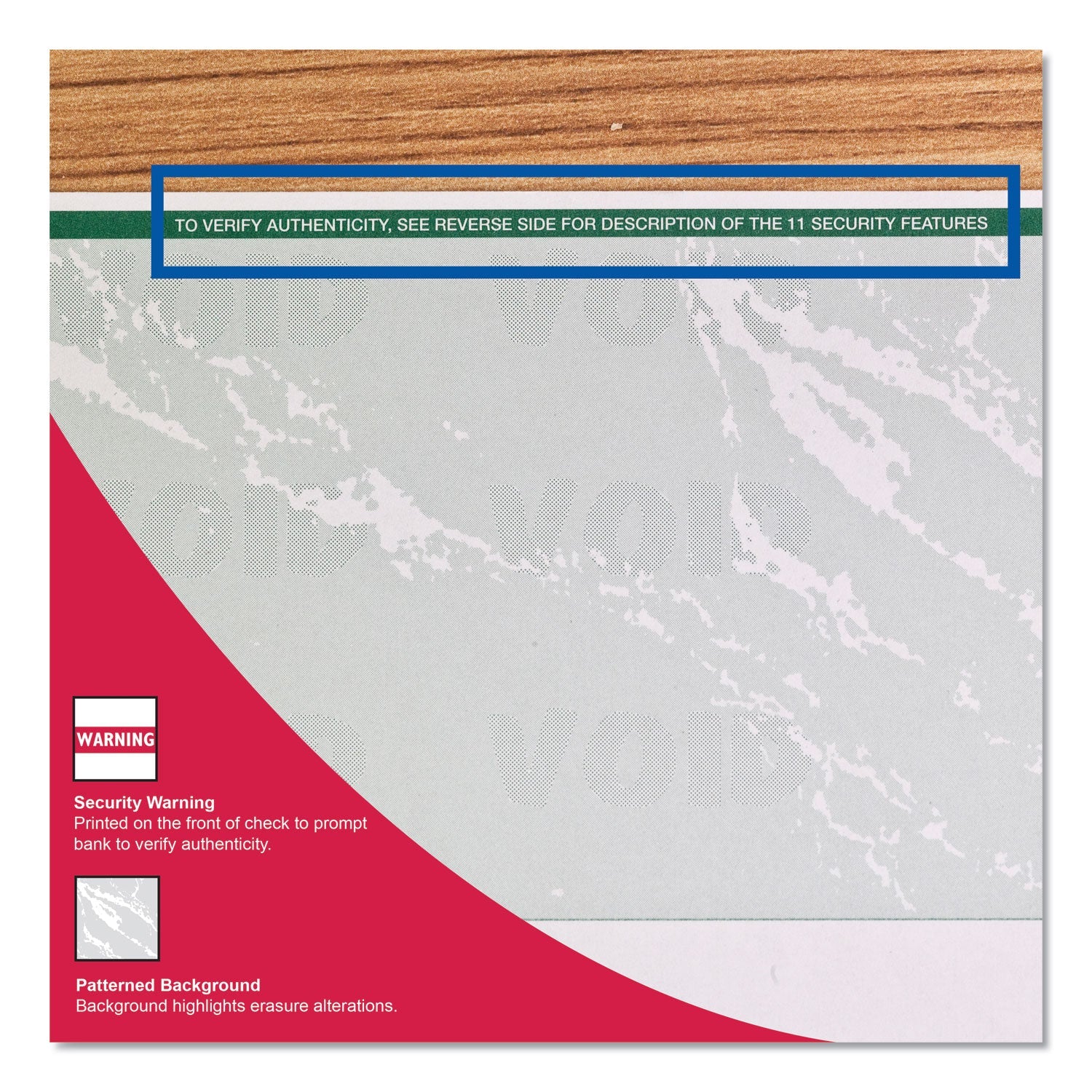 DocuGard Standard Security Check, 11 Features, 8.5 x 11, Green Marble Top, 500/Ream