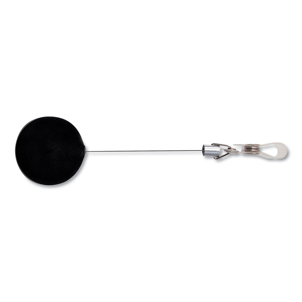 Advantus Premier Heavy-Duty Retractable ID Card Reel, 24" Extension, Black/Silver, 12/Box