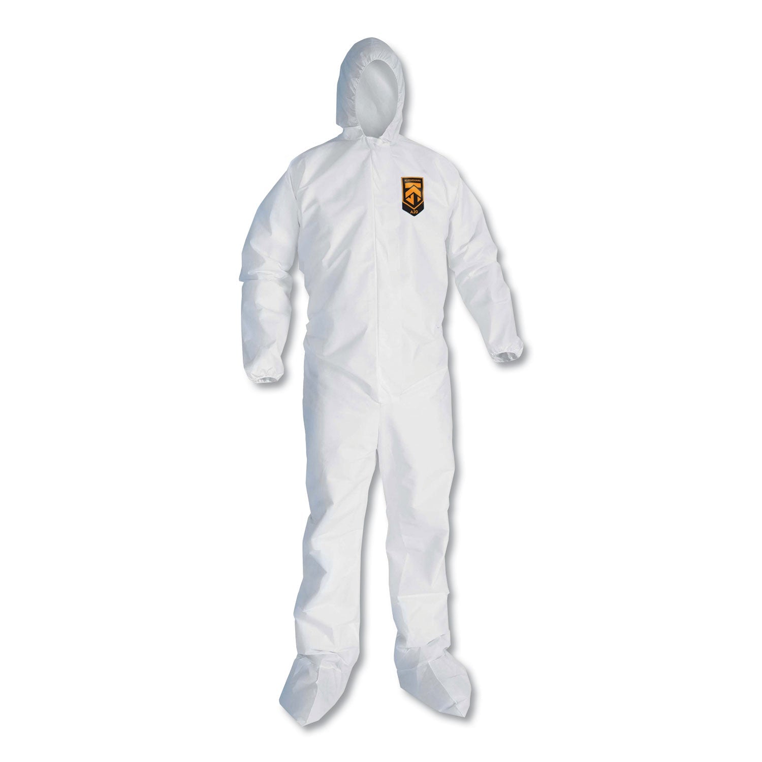 KleenGuard A20 Elastic Back and Ankle Hood and Boot Coveralls, 2X-Large, White, 24/Carton