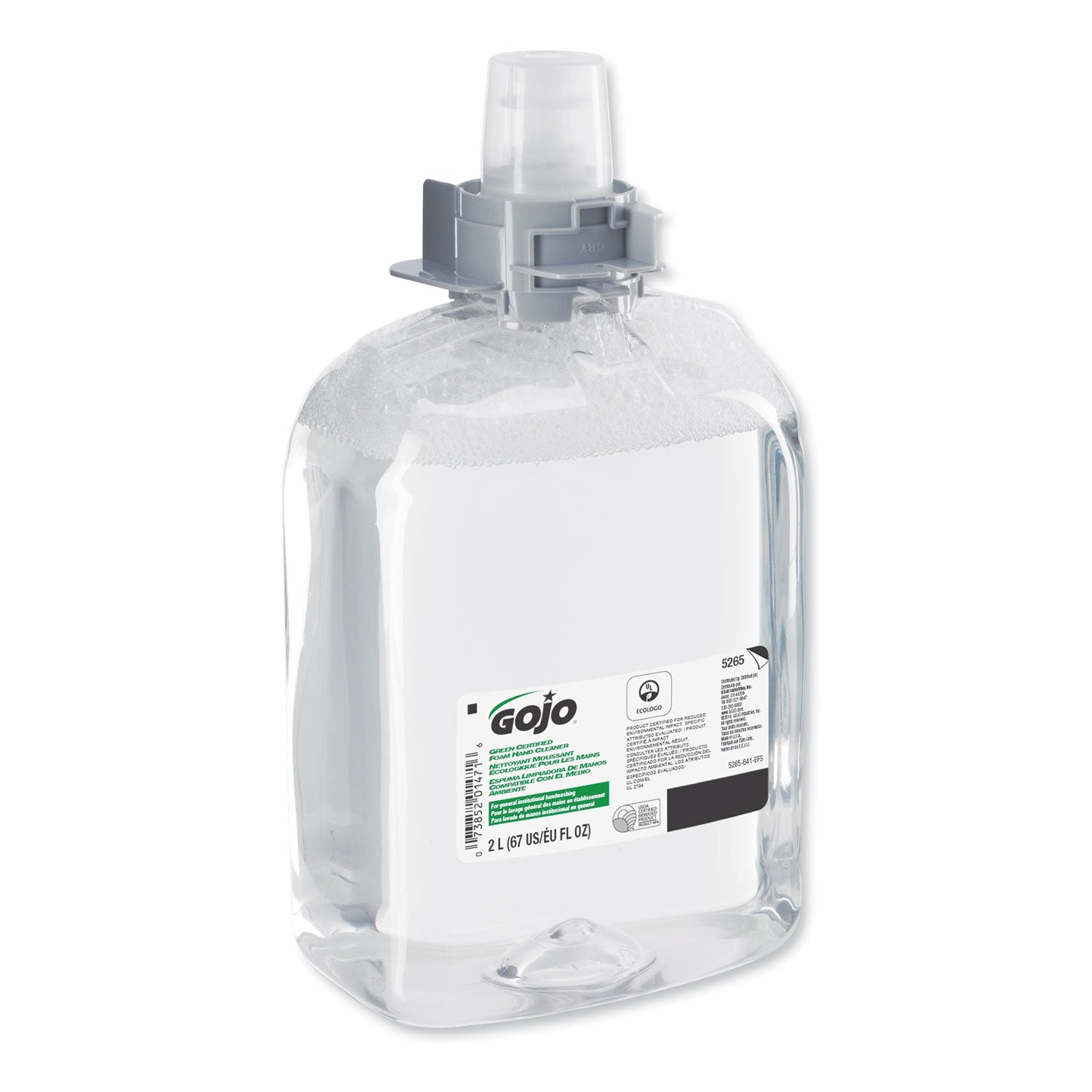 GOJO Green Certified Foam Hand Cleaner, Unscented, 2,000 mL Refill, 2/Carton