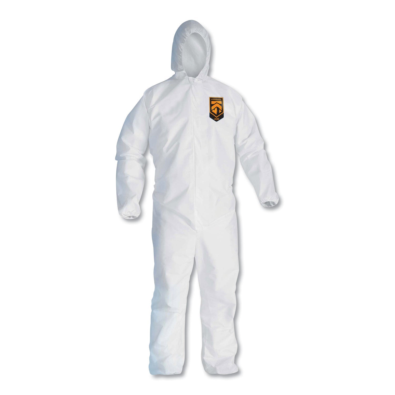 KleenGuard A30 Elastic-Back and Cuff Hooded Coveralls, 2X-Large, White, 25/Carton