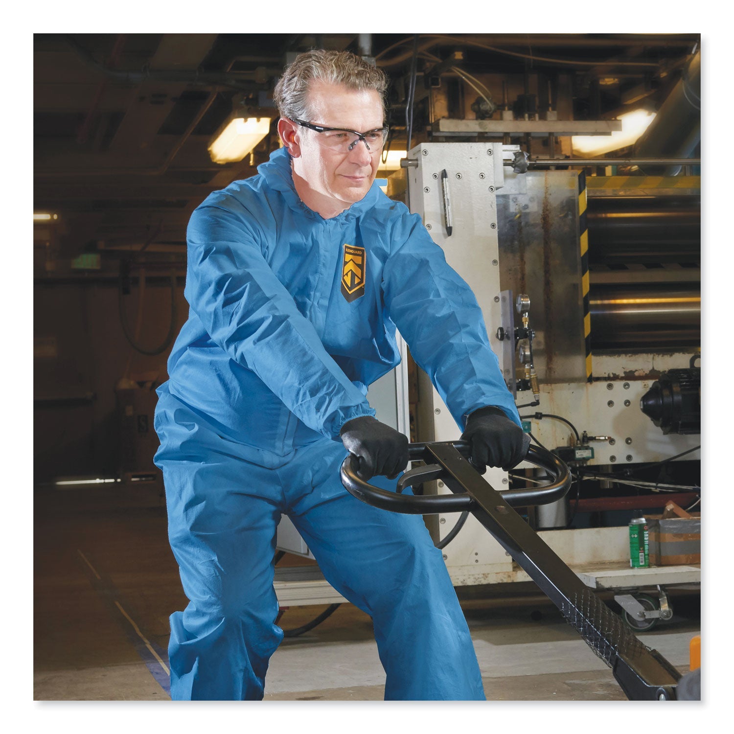 KleenGuard A60 Blood and Chemical Splash Protection Coveralls, X-Large, Blue, 24/Carton