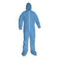 KleenGuard A65 Zipper Front Hood and Boot Flame-Resistant Coveralls, Elastic Wrist and Ankles, X-Large, Blue, 25/Carton