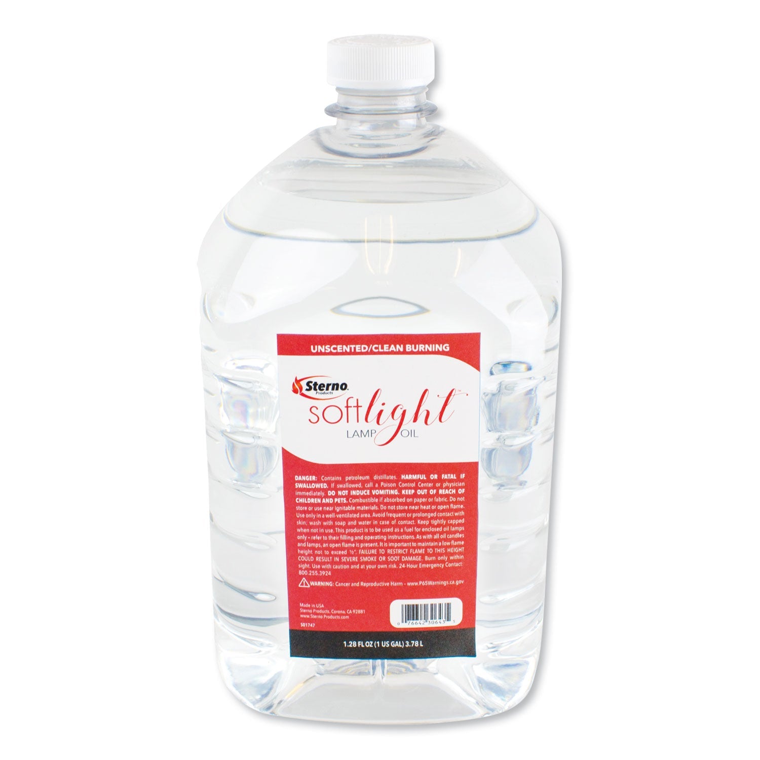 Sterno Soft Light Liquid Wax Lamp Oil, Clear, 1 gal Bottle, 4/Carton