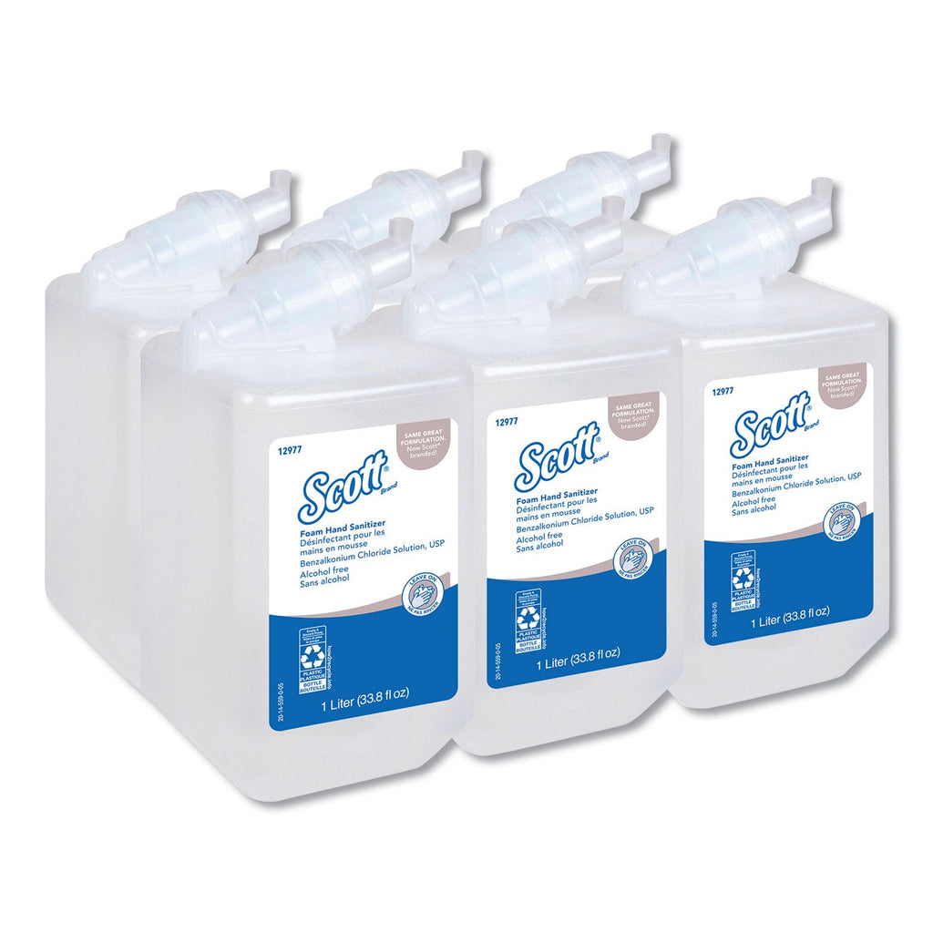 Scott Essential Alcohol-Free Foam Hand Sanitizer, 1,000 mL Cassette, Unscented, 6/Carton