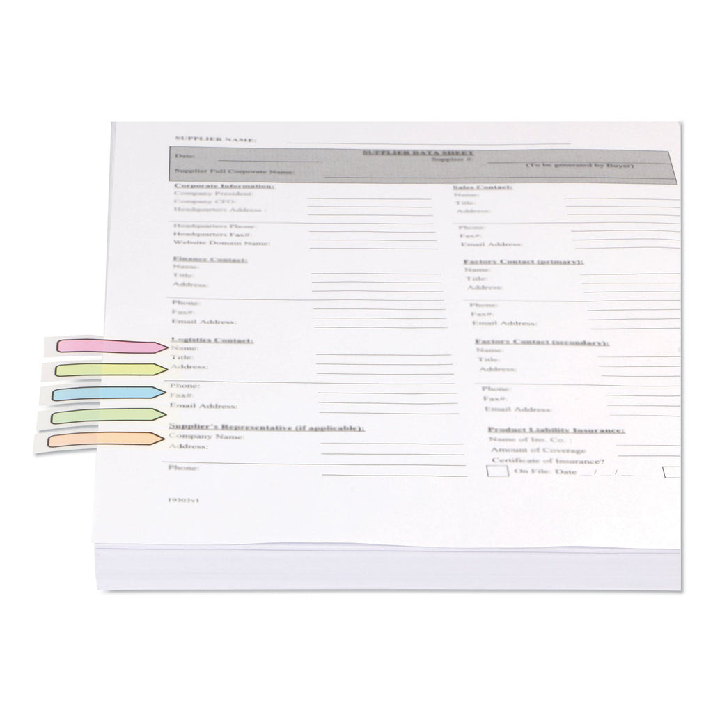 Universal Deluxe Pop-Up Page Flags, 0.5 x 1.75, Five Assorted Colors, 35 Flags/Dispenser, 5 Dispensers/Pack