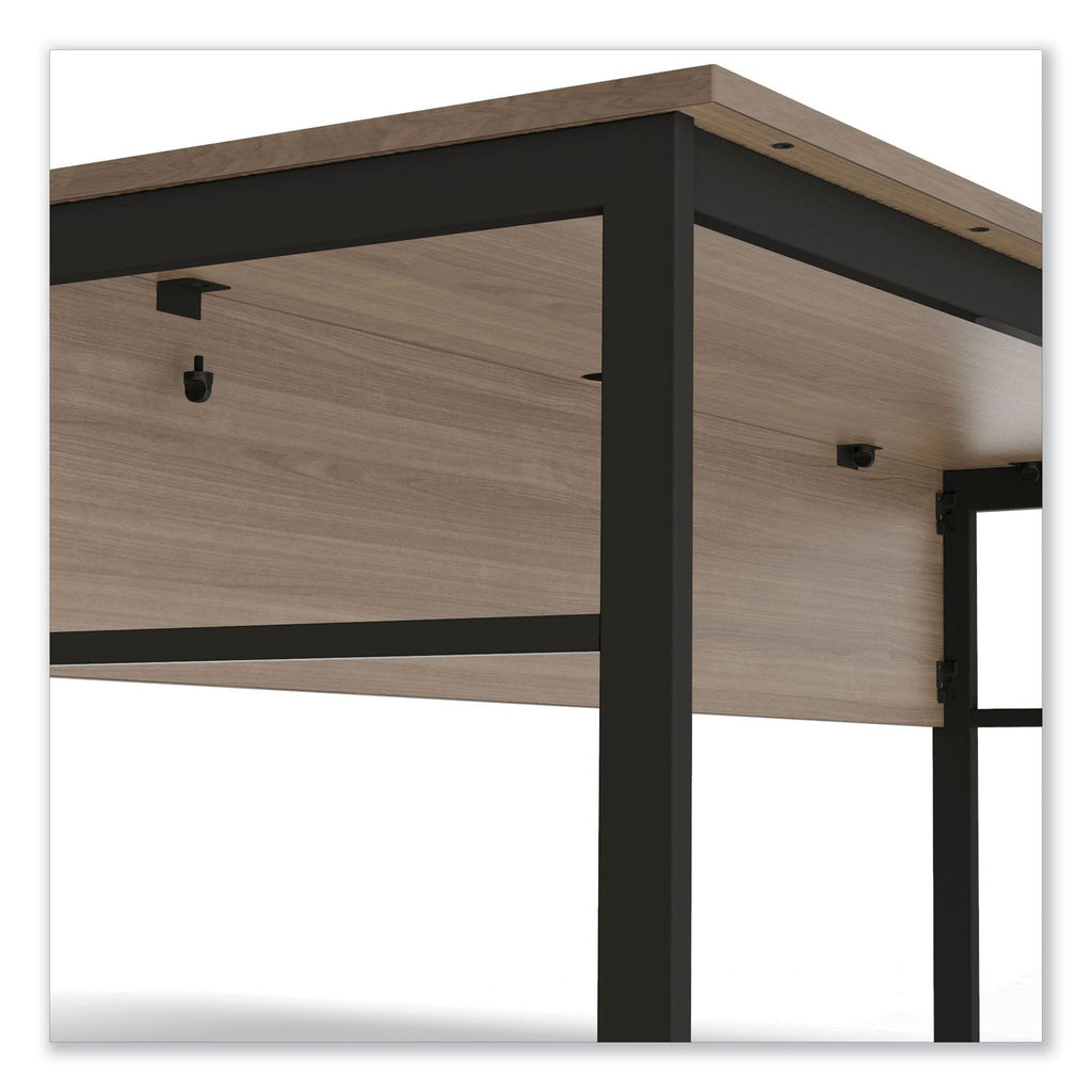 Linea Italia Urban Series L- Shaped Desk, 59" x 59" x 29.5", Natural Walnut