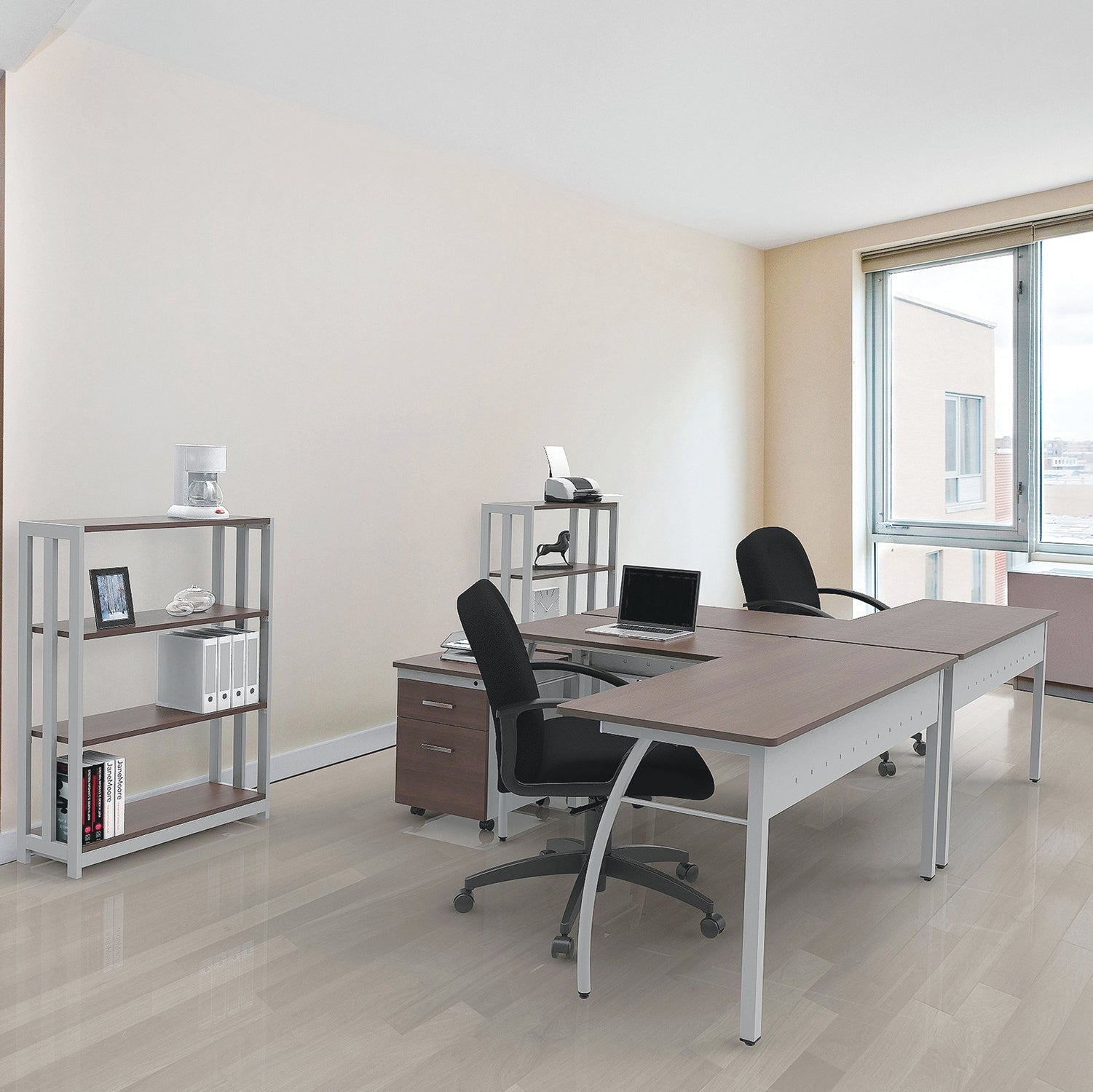 Linea Italia Trento Line Bookcase, Three-Shelf, 31.5w x 11.63d x 43.25h, Mocha