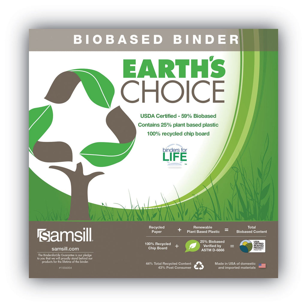 Samsill Earth’s Choice Biobased Durable Fashion View Binder, 3 Rings, 2" Capacity, 11 x 8.5, Coral, 2/Pack