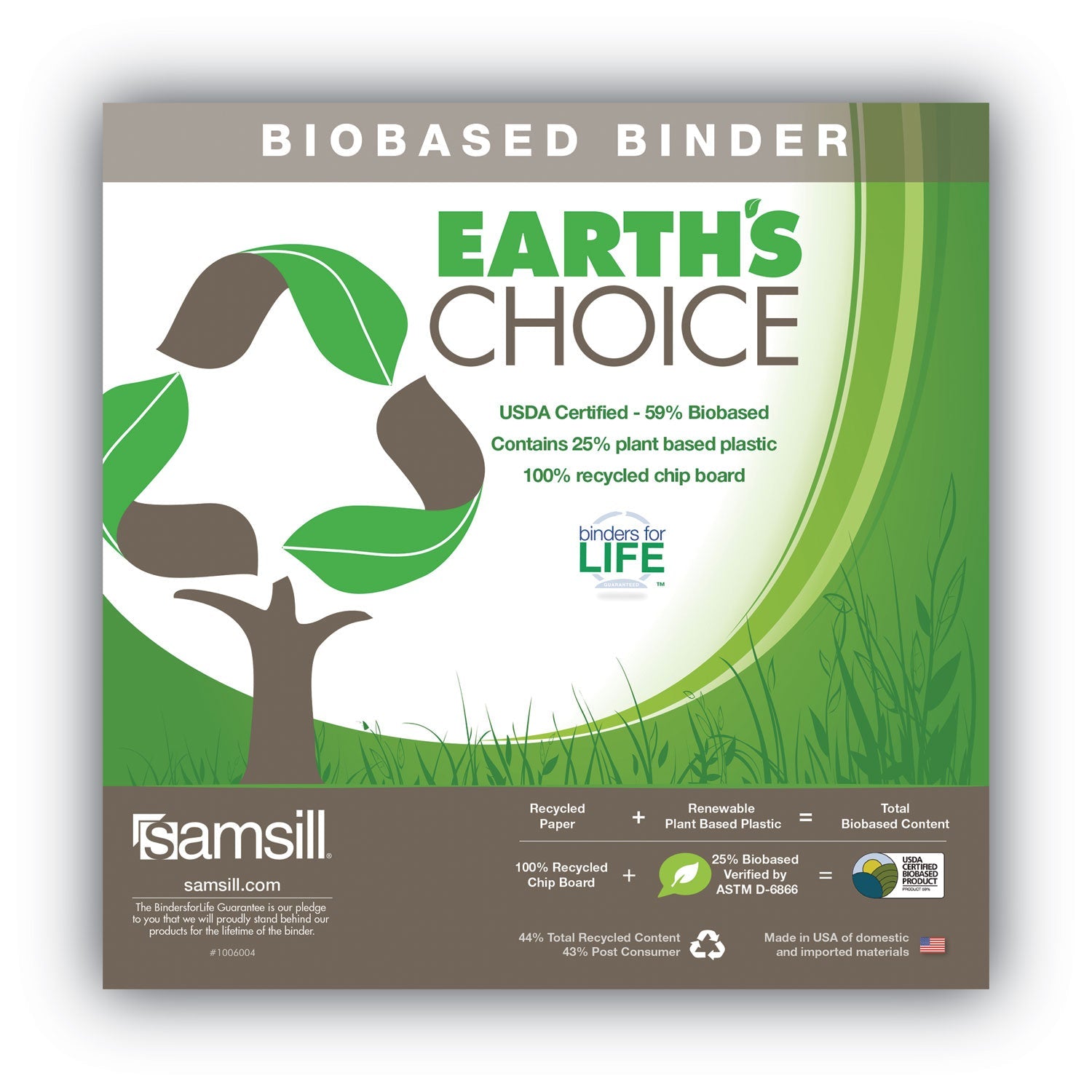 Samsill Earth’s Choice Biobased Durable Fashion View Binder, 3 Rings, 2" Capacity, 11 x 8.5, Coral, 2/Pack