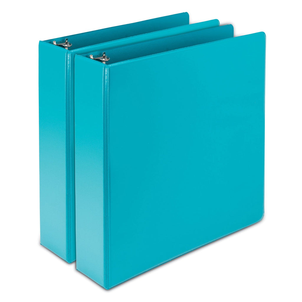 Samsill Earth’s Choice Biobased Durable Fashion View Binder, 3 Rings, 2" Capacity, 11 x 8.5, Turquoise, 2/Pack