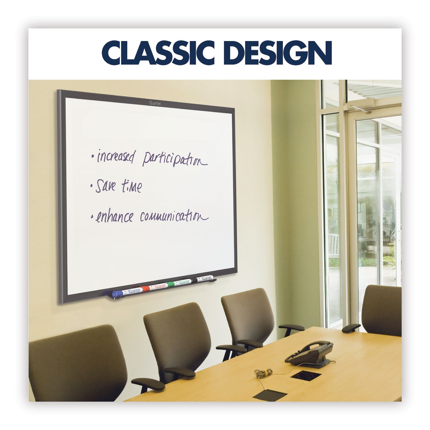 Quartet Classic Series Nano-Clean Dry Erase Board, 60 x 36, Black Aluminum Frame