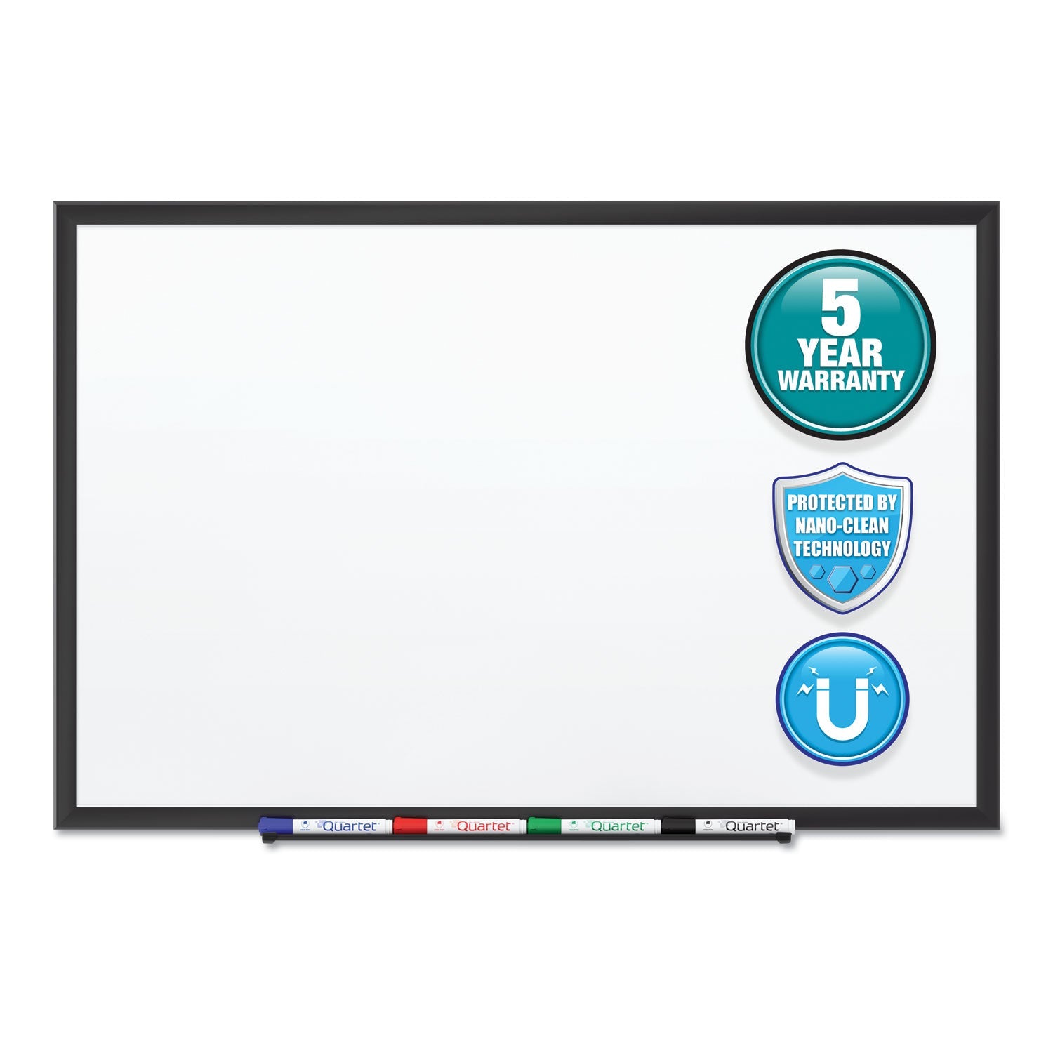 Quartet Classic Series Nano-Clean Dry Erase Board, 36 x 24, Black Aluminum Frame