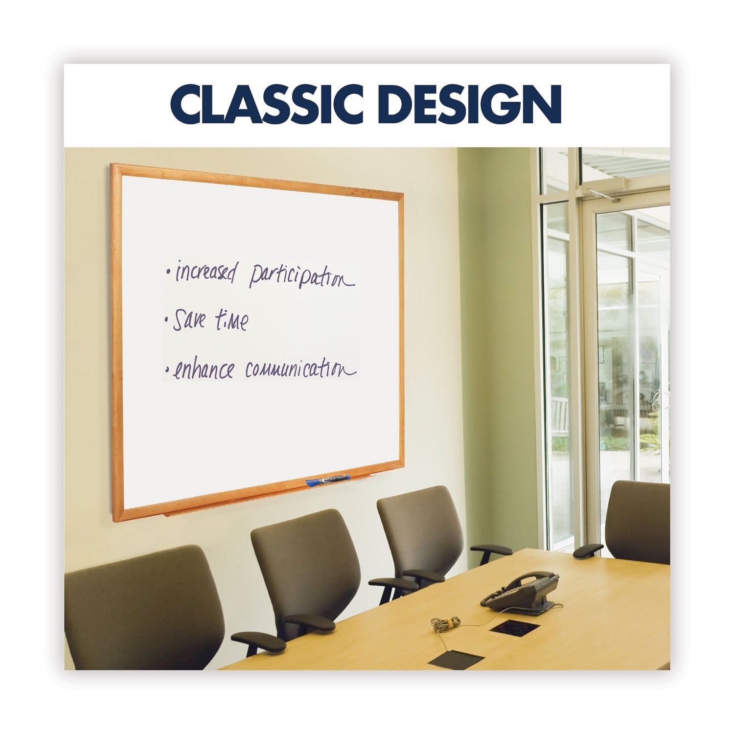 Quartet Classic Series Total Erase Dry Erase Board, 48 x 36, Oak Finish Frame