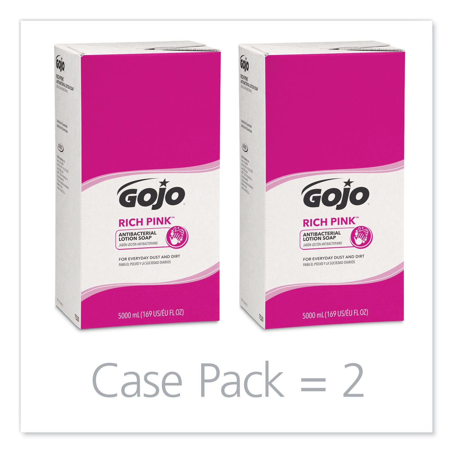 GOJO RICH PINK Antibacterial Lotion Soap Refill, Floral, 5,000 mL, 2/Carton