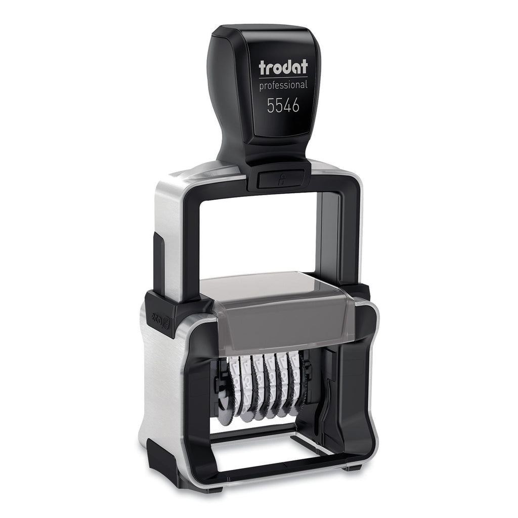 Trodat Professional Self-Inking Numberer, Six Bands/Digits, Type Size: 1 1/2, Black