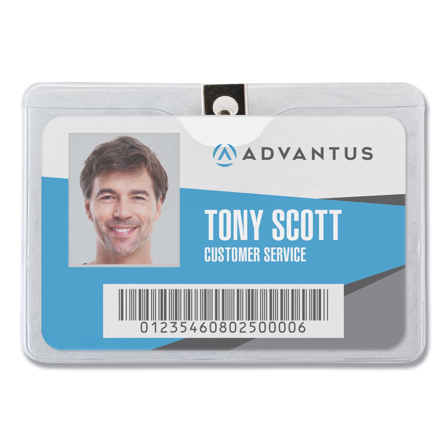 Advantus ID Badge Holders with Clip, Horizontal, Clear 4.13" x 3.38" Holder, 3.88" x 3" Insert, 50/Pack