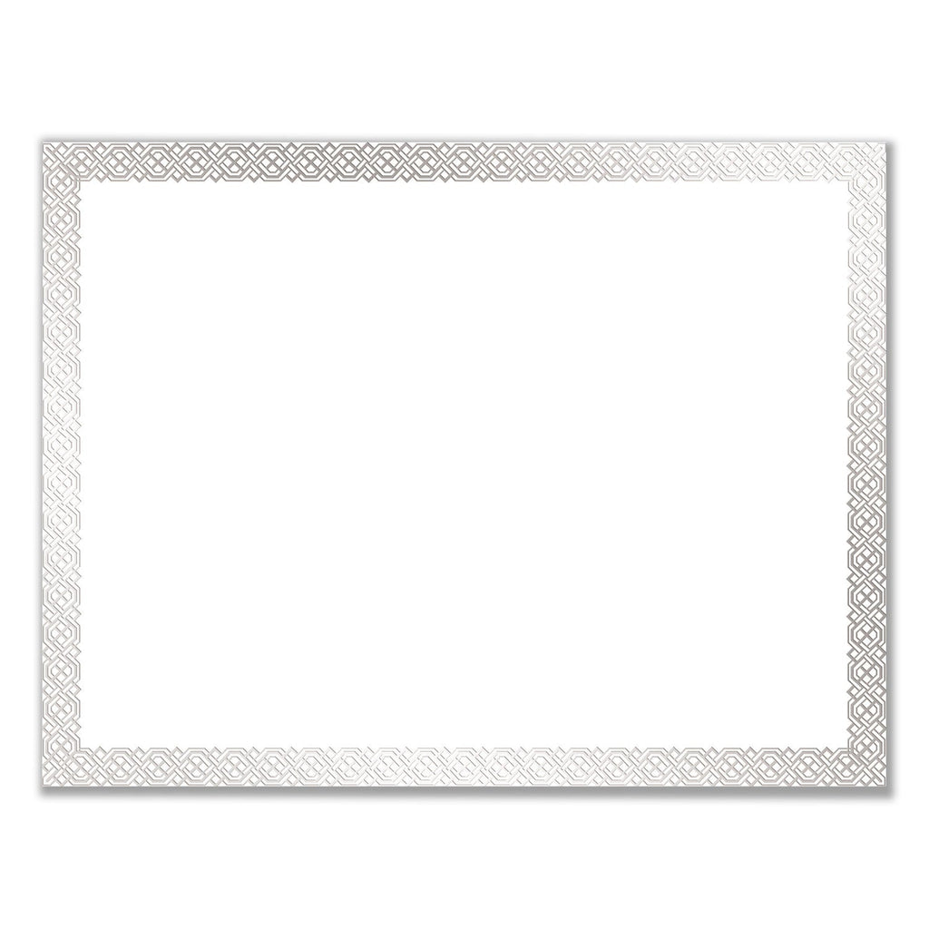 Great Papers! Foil Border Certificates, 8.5 x 11, White/Silver with Braided Silver Border,15/Pack