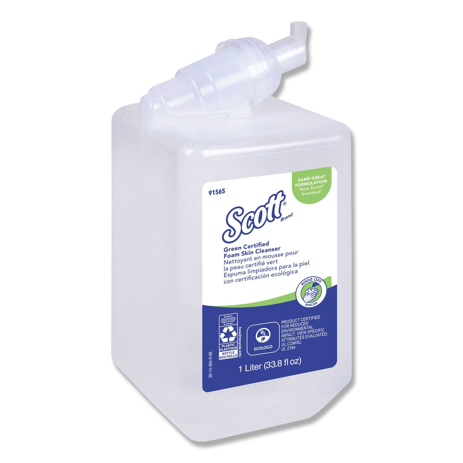 Scott Essential Green Certified Foam Skin Cleanser, Neutral, 1,000 mL Bottle, 6/Carton