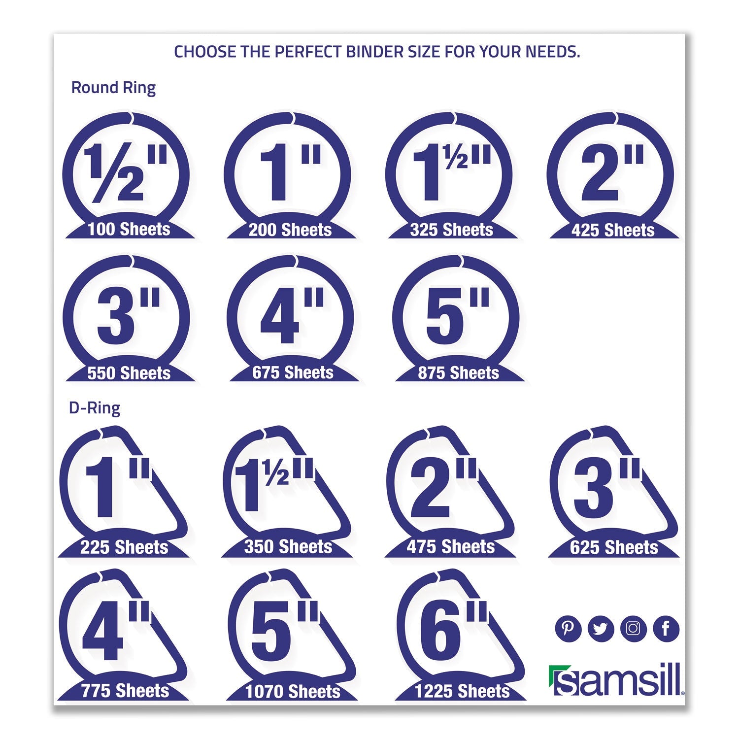 Samsill Earth's Choice Biobased D-Ring View Binder, 3 Rings, 3" Capacity, 11 x 8.5, White