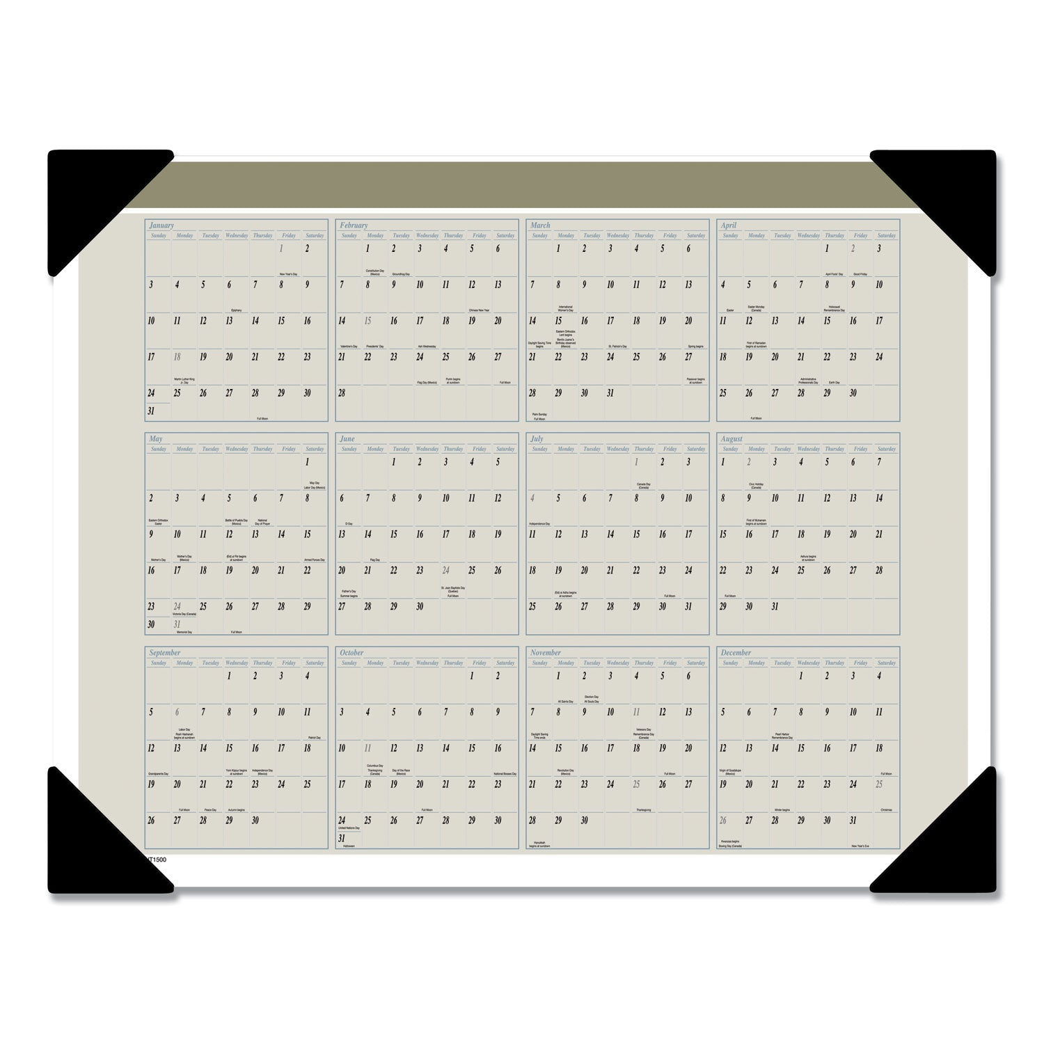 AT-A-GLANCE Executive Monthly Desk Pad Calendar, 22 x 17, White Sheets, Black Corners, 12-Month (Jan to Dec): 2023