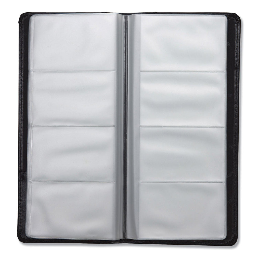Samsill Regal Leather Business Card File, Holds 96 2 x 3.5 Cards, 4.75 x 10, Black