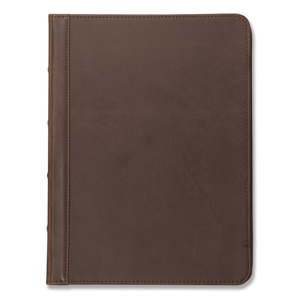 Samsill Vintage Hardback Zipper Portfolio, Vinyl, Dark Brown, 11 x 8 1/2