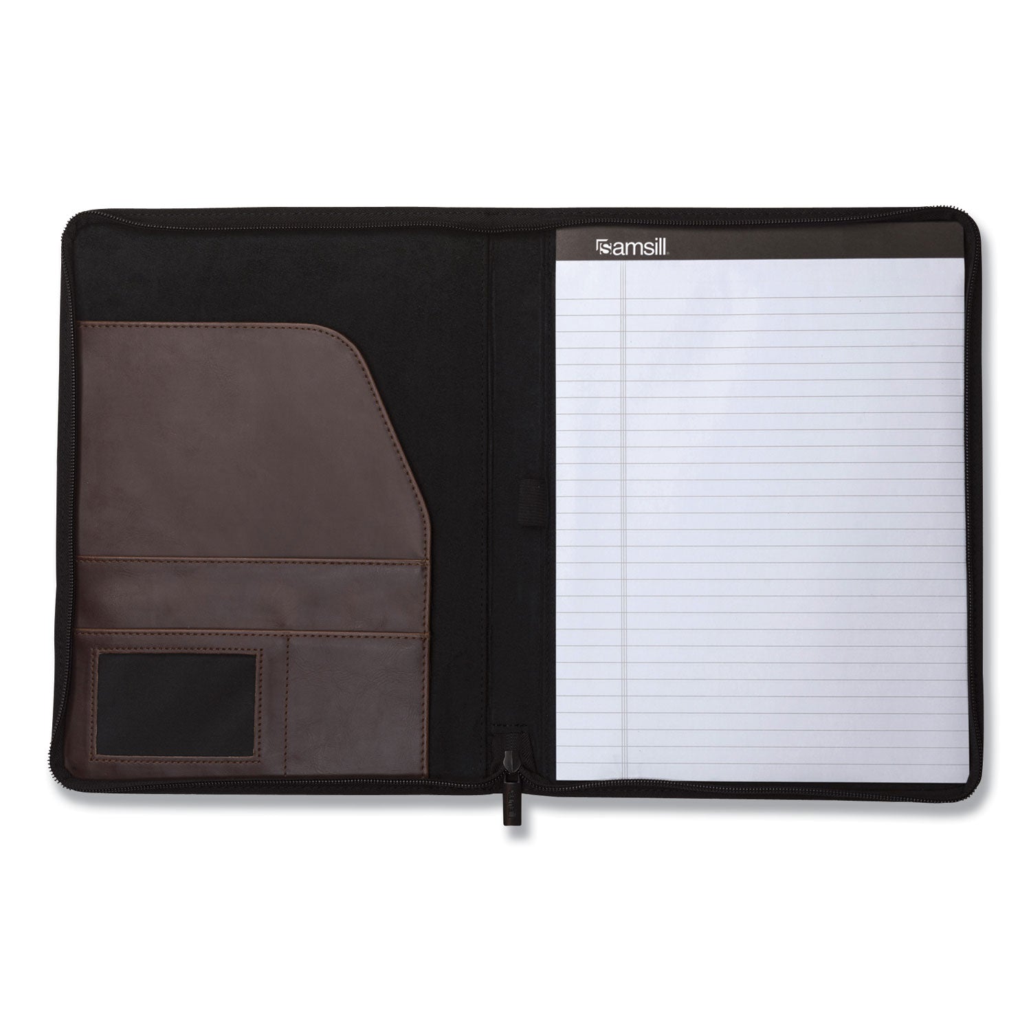 Samsill Vintage Hardback Zipper Portfolio, Vinyl, Dark Brown, 11 x 8 1/2