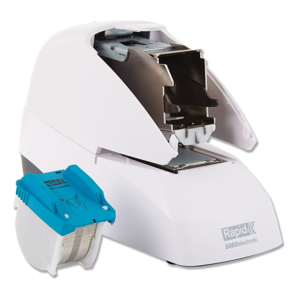 Rapid 5050e Professional Electric Stapler, 60-Sheet Capacity, White