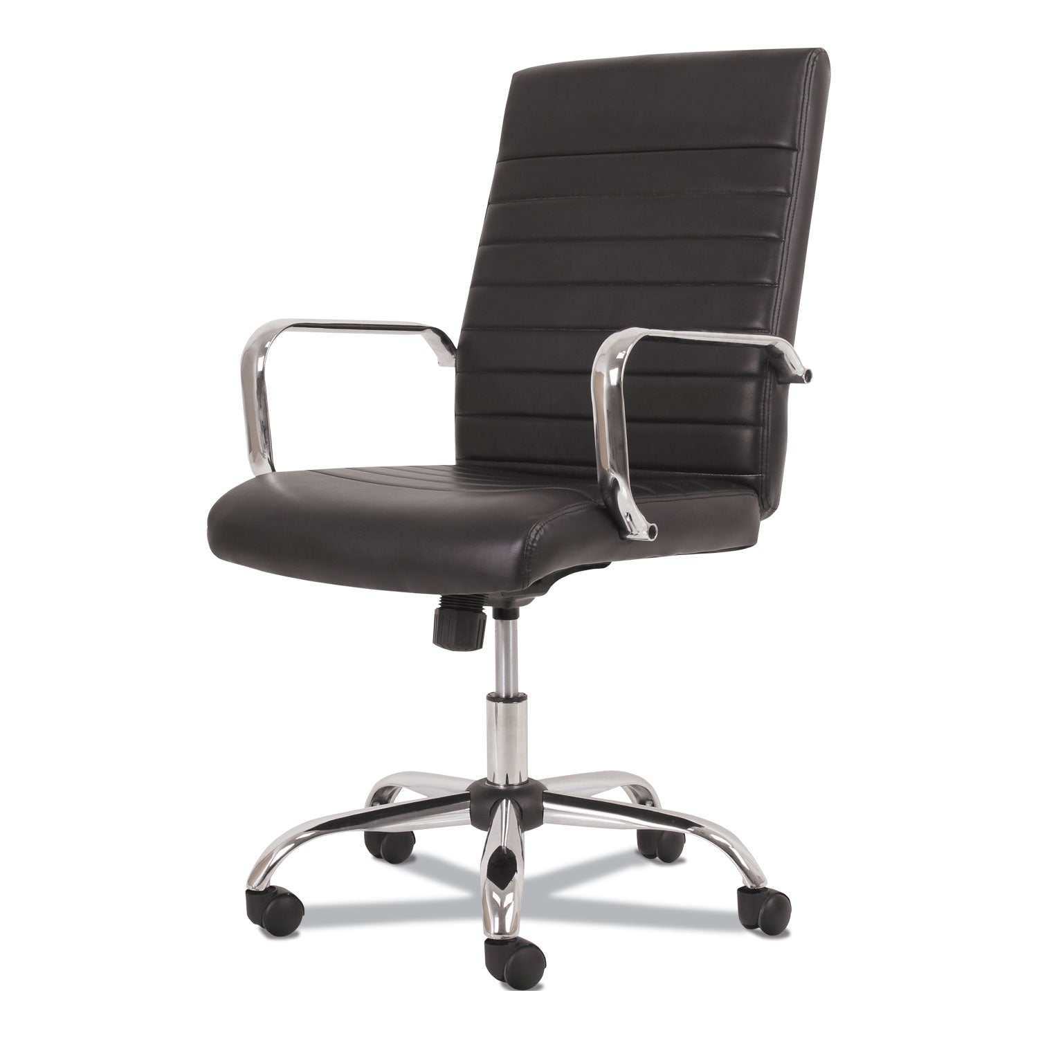 Sadie 5-Eleven Mid-Back Executive Chair, Supports Up to 250 lb, 17.1" to 20" Seat Height, Black Seat/Back, Chrome Base